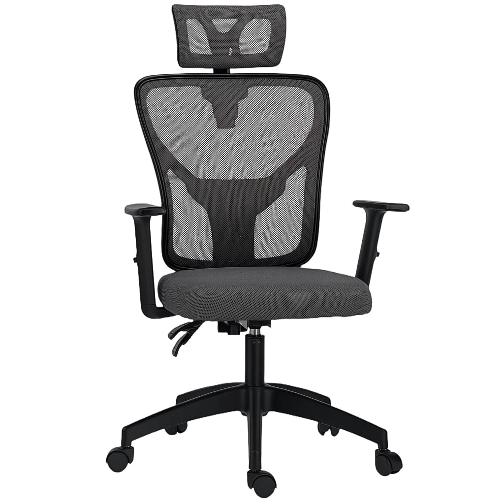 Sedia da Ufficio Ergonomica Regolabile con Schienale e Poggiatesta ¨C Zephmum ¨C Grigio