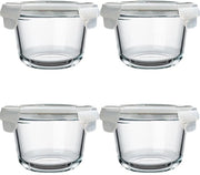 Contenitori in vetro per zuppa, 520 ml, conservazione con coperchi, contenitori in vetro rotondi con coperchi, contenitori riciclabili, pentole per preparazione pasti, resistenti a microonde, congelatore e lavastoviglie (lotto da 4)