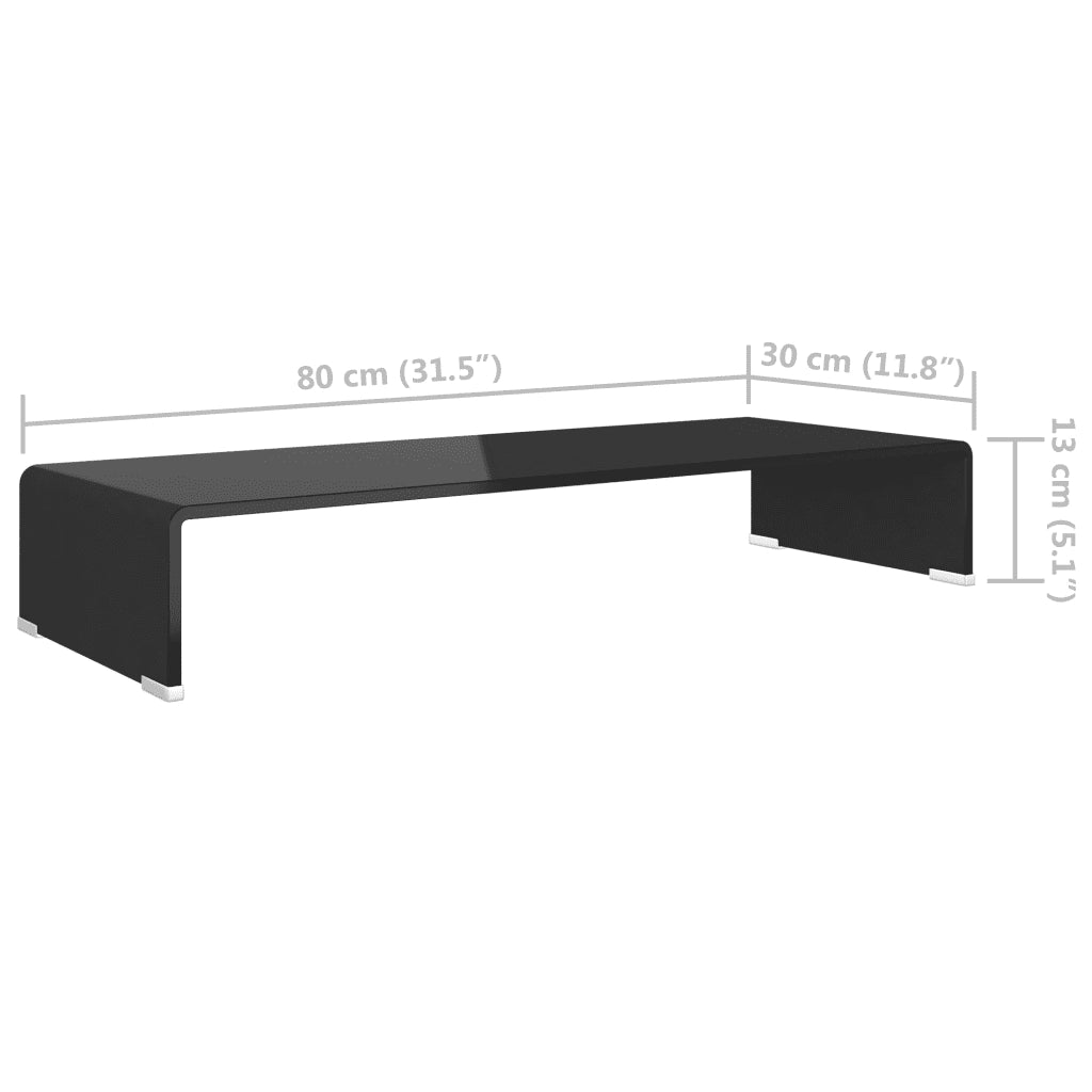 Mobile/Rialzo Porta TV in Vetro Nero 80x30x13 cm 244137