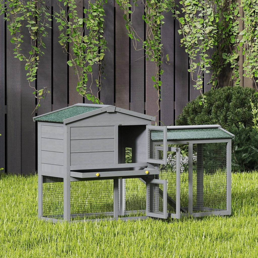 Casetta per Conigli in Legno 2 Livelli ¨C Zephmum ¨C Grigio 150x45x85