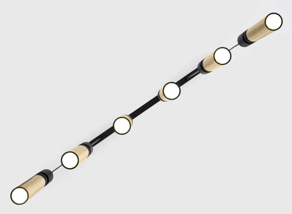 Lampada sospensione ALAS Jupiter 90cm nero-oro 6xGU10