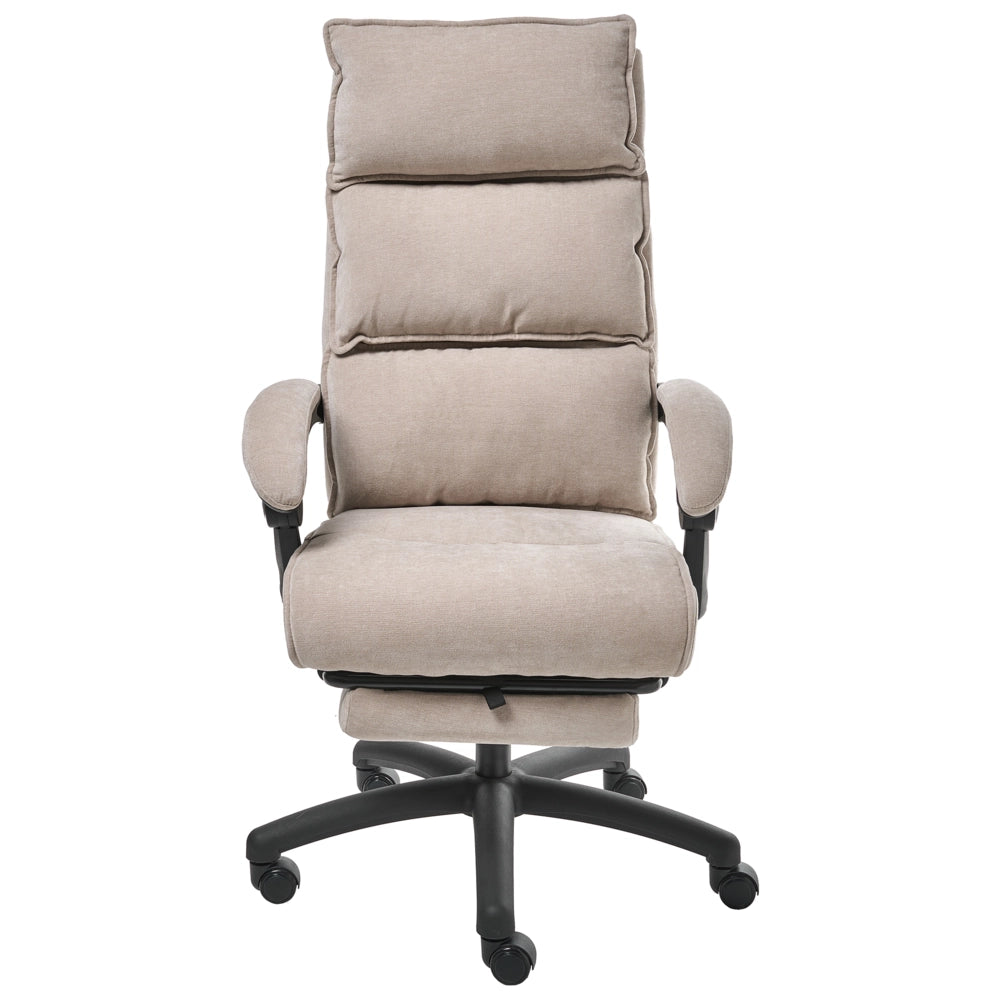 Sedia professionale per ufficio con rivestimento in ciniglia beige Base girevole con poggiapiedi Schienale inclinabile