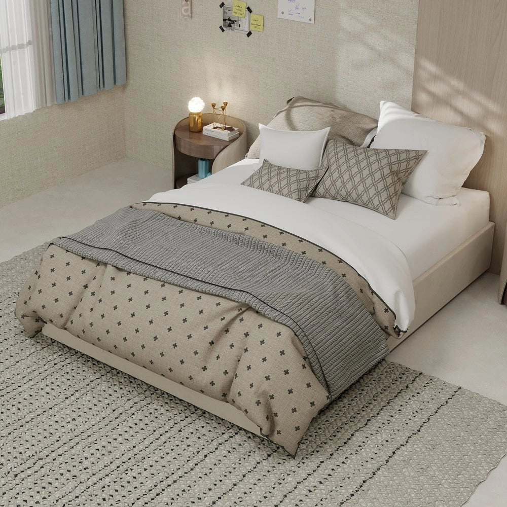 Letto Contenitore Matrimoniale ¨C MINIMAL ¨C Velluto Beige 140x200 Senza Testiera