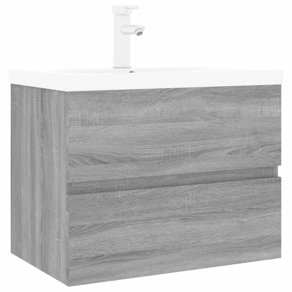 Mobile Bagno e Lavabo | Armadio Lavabo Integrato Grigio Sonoma Legno Multistrato