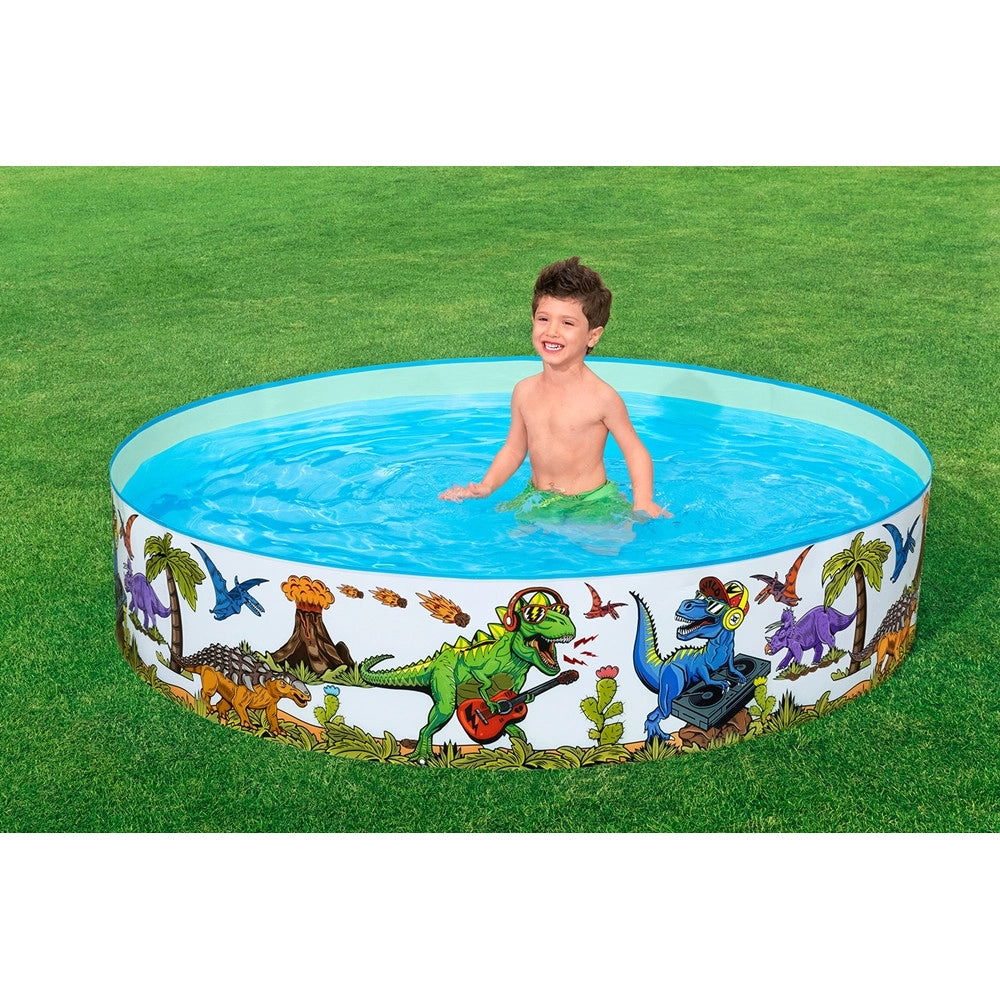 Trade Shop - Piscina Rigida Per Bambini 2+ Anni Con Motivo A Dinosauri ø183x38cm 946lt Giardino 55022 -
