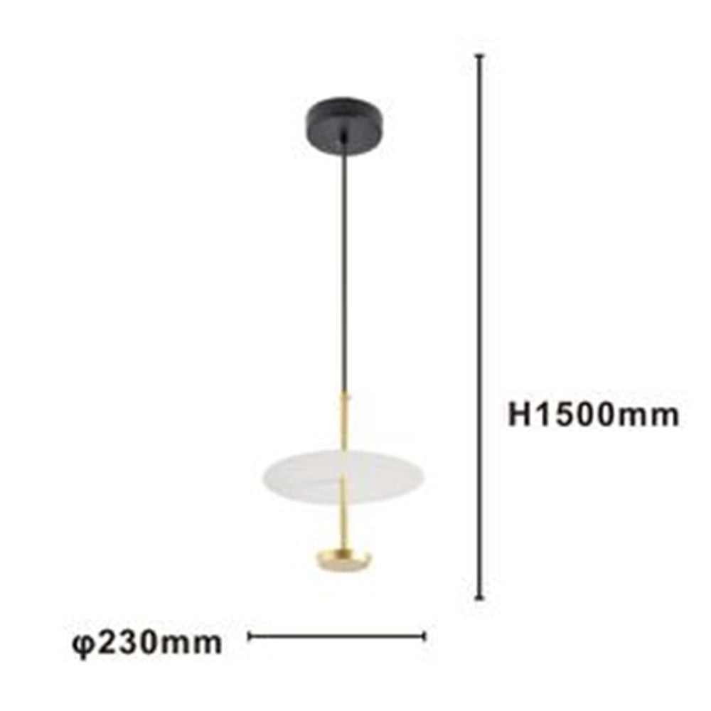 Trade Shop - Lampadario A Sospensione Luce 6500k Led 12w Disco Paralume Piatto Bianco Oro Tondo 33146 -