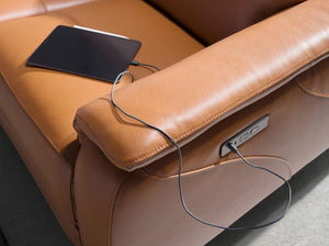 Divano relax a 3 posti in pelle marrone