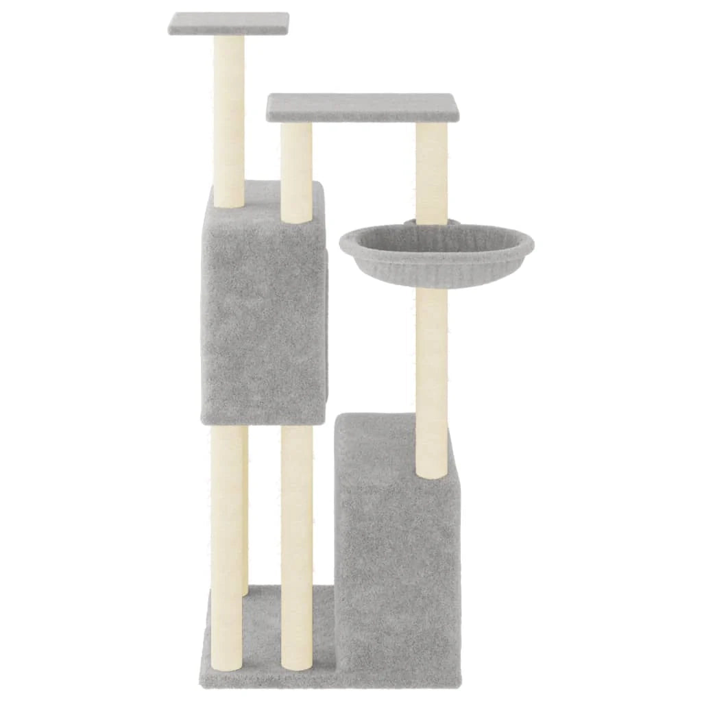 Tiragraffi per gatti torre per arrampicata giocattolo piattaforma per arrampicata con tiragraffi in sisal leggero 122 cm grigio 02_0022555