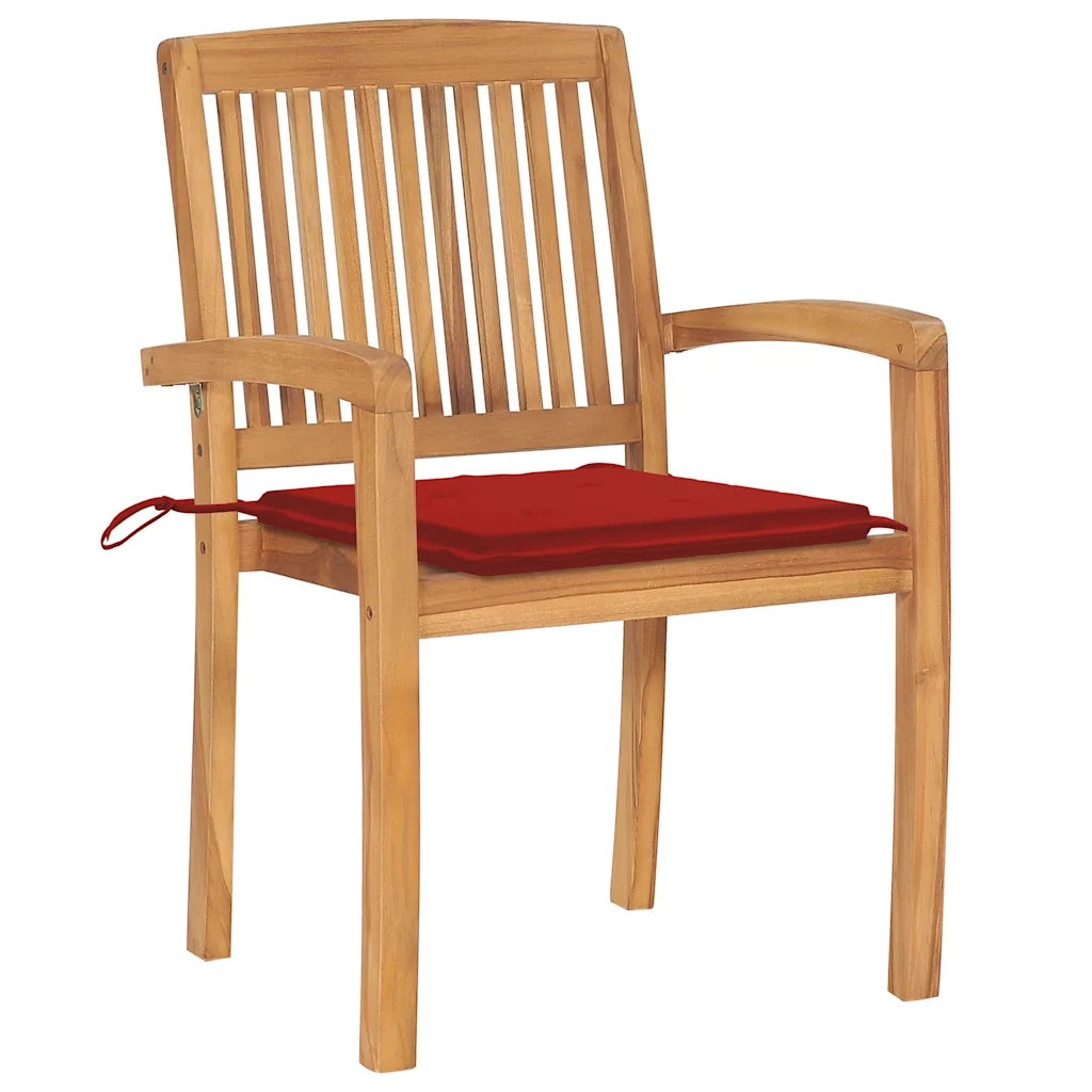 Sedie da Giardino Impilabili 8 pz con Cuscini Massello di Teak cod mxl 20679