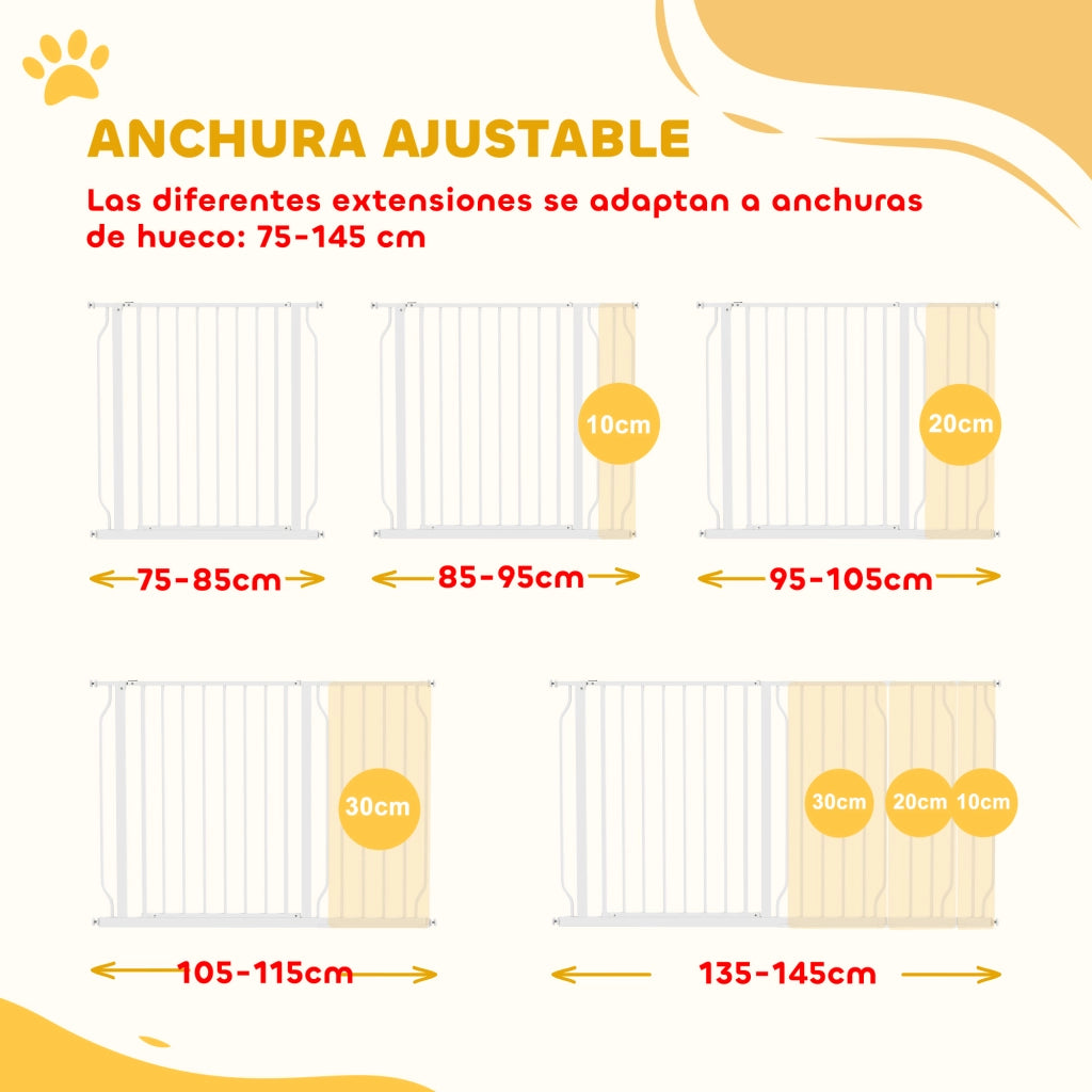 Barriera per Cani Estendibile ¨C Zephmum ¨C Bianco 75-145 cm