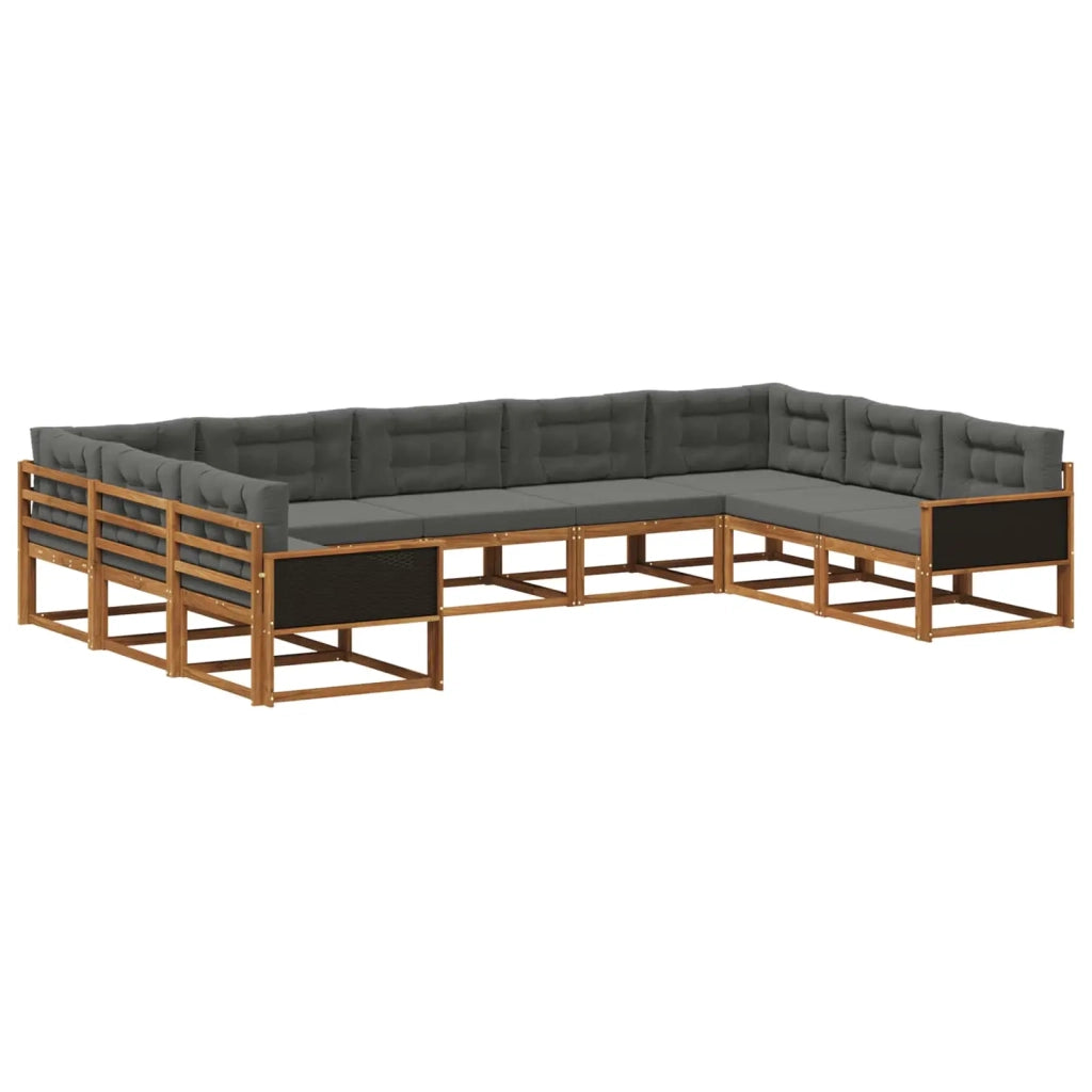 Set di divani da esterno con cuscino 9 pcs Naturale e Antracite 3382875