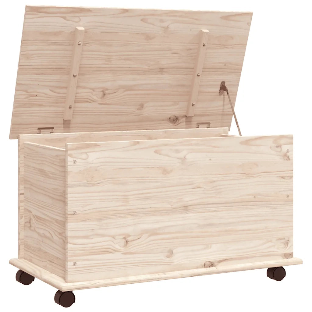 Cassapanca con Ruote-Baule-Armadietto contenitore ALTA 73x39,5x43 cm Legno Massello di Pino