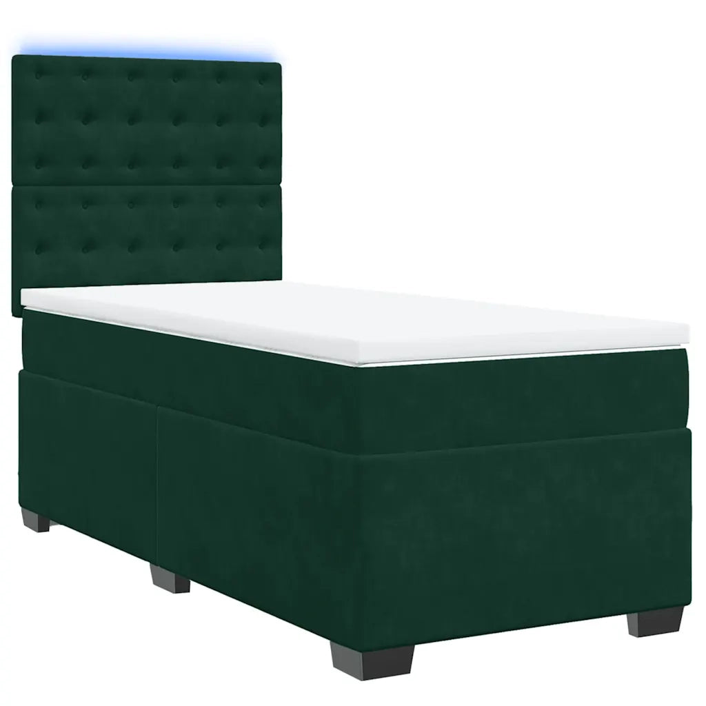 Giroletto a Molle con Materasso Verde Scuro 80x200 cm Velluto