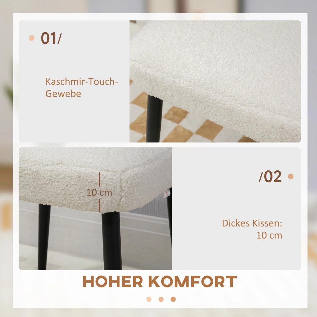 Pouf quadrato color crema con gambe in acciaio