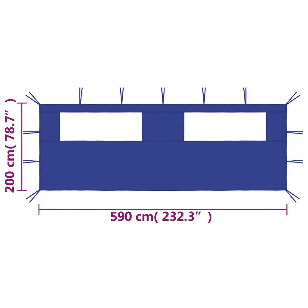Parete con Finestre per Gazebo 6x2 m Blu cod mxl 62116