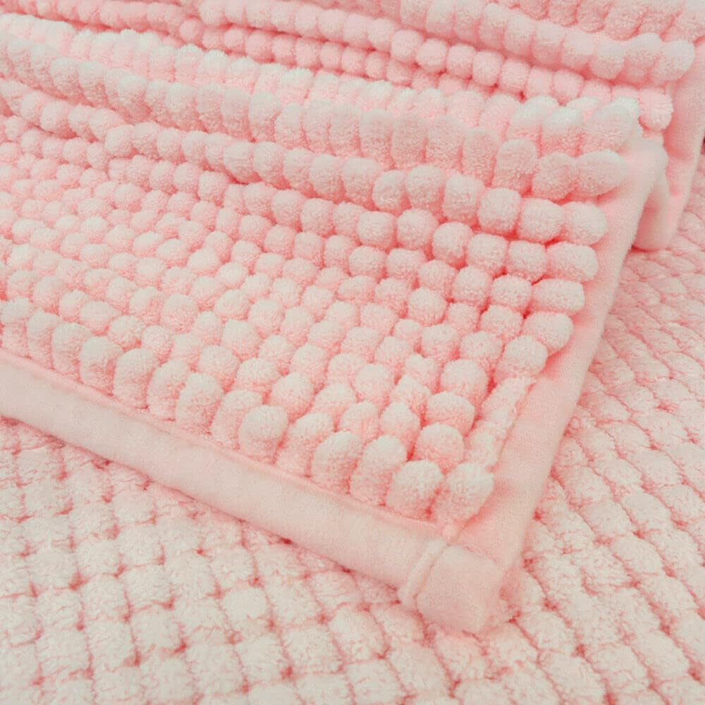 Tappeto Bagno Confortevole Scendiletto 50x80 cm Morbido Antiscivolo Pelo Lungo Rosa