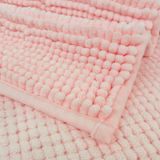 Tappeto Bagno Confortevole Scendiletto 55x110 cm Morbido Antiscivolo Pelo Lungo Rosa