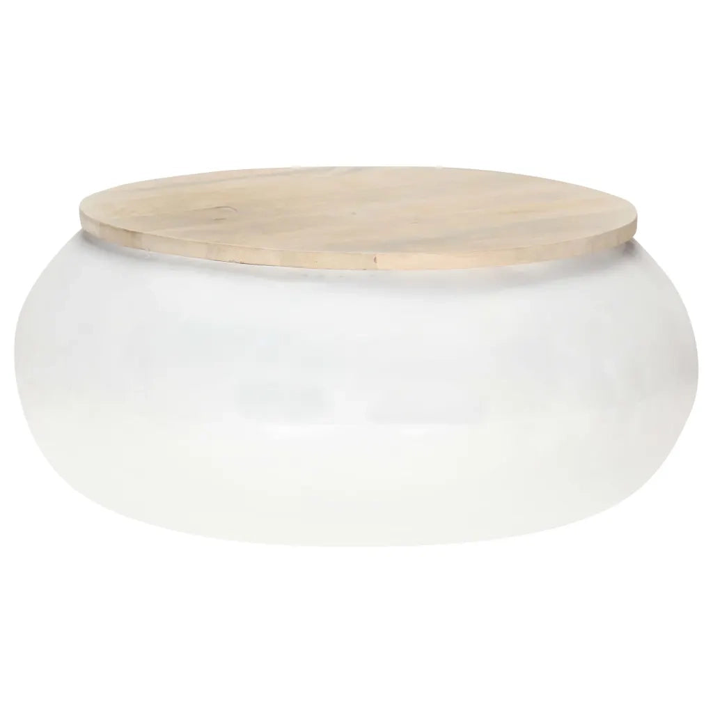 Tavolino da Salotto Bianco 68x68x30 cm Legno Massello di Mango 323535
