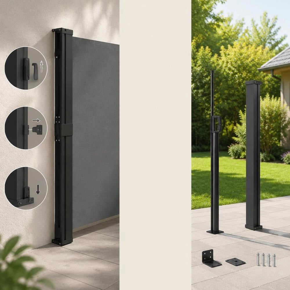 Extendable Side Awning, Anthracite, 140x600 Cm