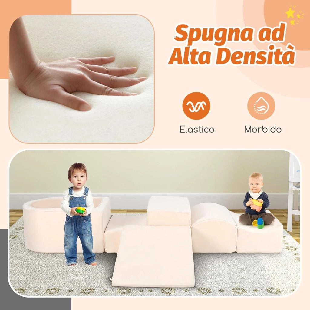Set di 5 Pezzi Gioco in Schiuma, Blocchi con Piscina di Palline per Bambini, Coperture Lavabili con Cerniere, Blocchi Creativi per Stanza di Giocattoli, Camera da Letto (Bianco)