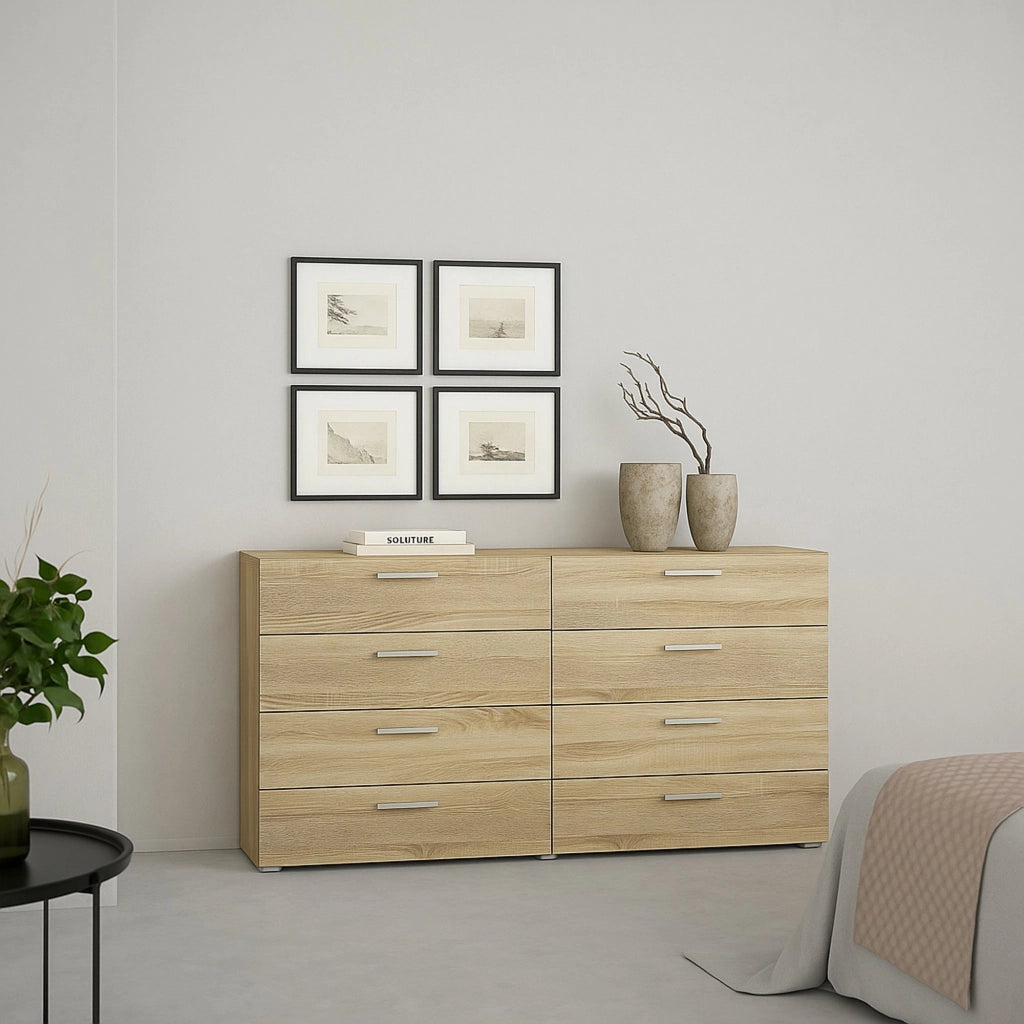 Credenza Phethai, Buffet da soggiorno, Madia da salotto, Dispensa da cucina, 140x40 h82 cm, Quercia