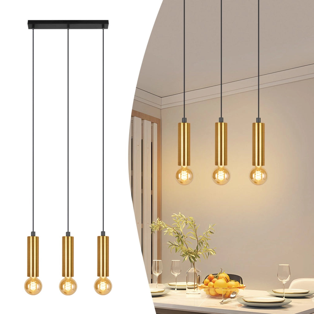 Lampada a sospensione ZMH per sala da pranzo oro 3 fiamme E27 135 cm lampada da soggiorno e cucina