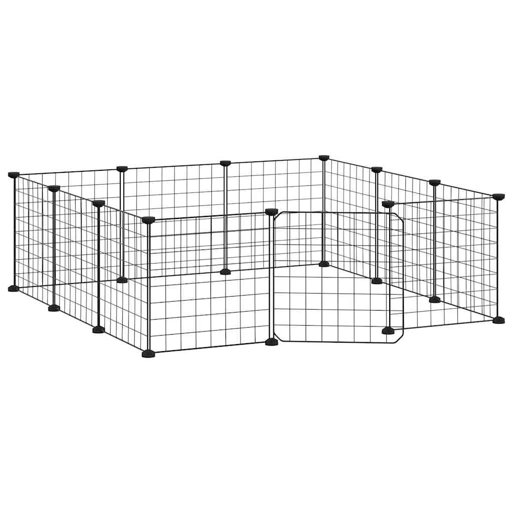 Gabbia per animali domestici a 12 pannelli con porta 35 x 35 cm nera 02_0041562