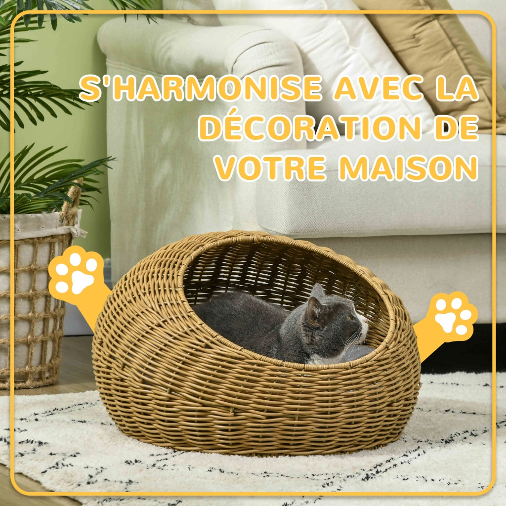 Cuccia per Gatto in Rattan Sintetico ¨C Zephmum ¨C Marrone 50x31 cm