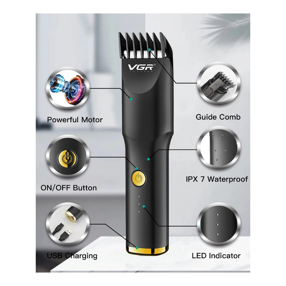 Trade Shop - Tagliacapelli Barba Trimmer Professionale Ricaricabile Usb Impermeabile Vgr V230 -