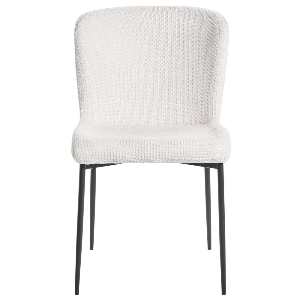 Set di 2 sedie da pranzo in tessuto poliestere con texture a maglia bianco soggiorno e camera da letto