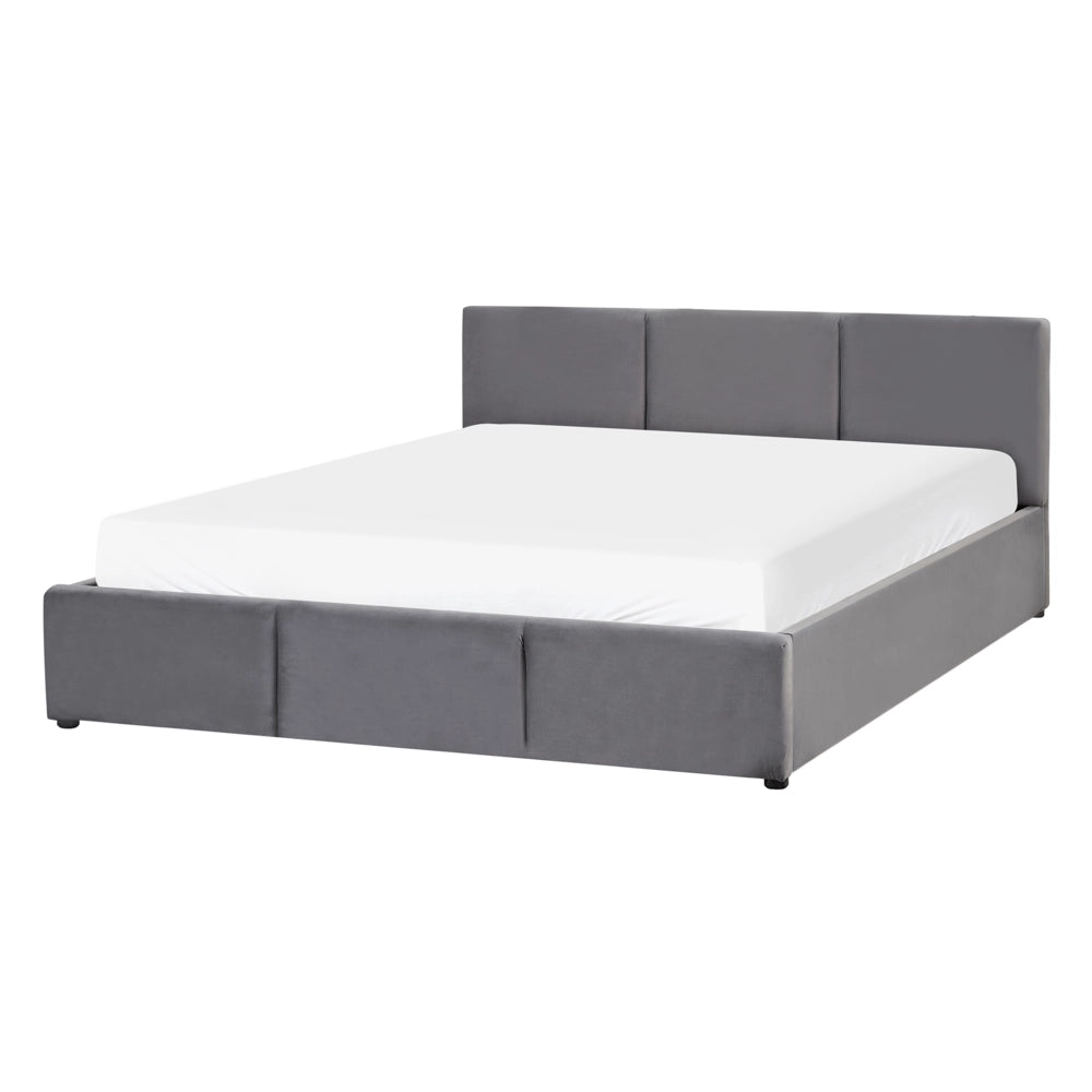 Letto Ottomano Grigio Scuro Velluto Tappezzato 160 x 200 cm Testiera Travestita Funzione Contenitore