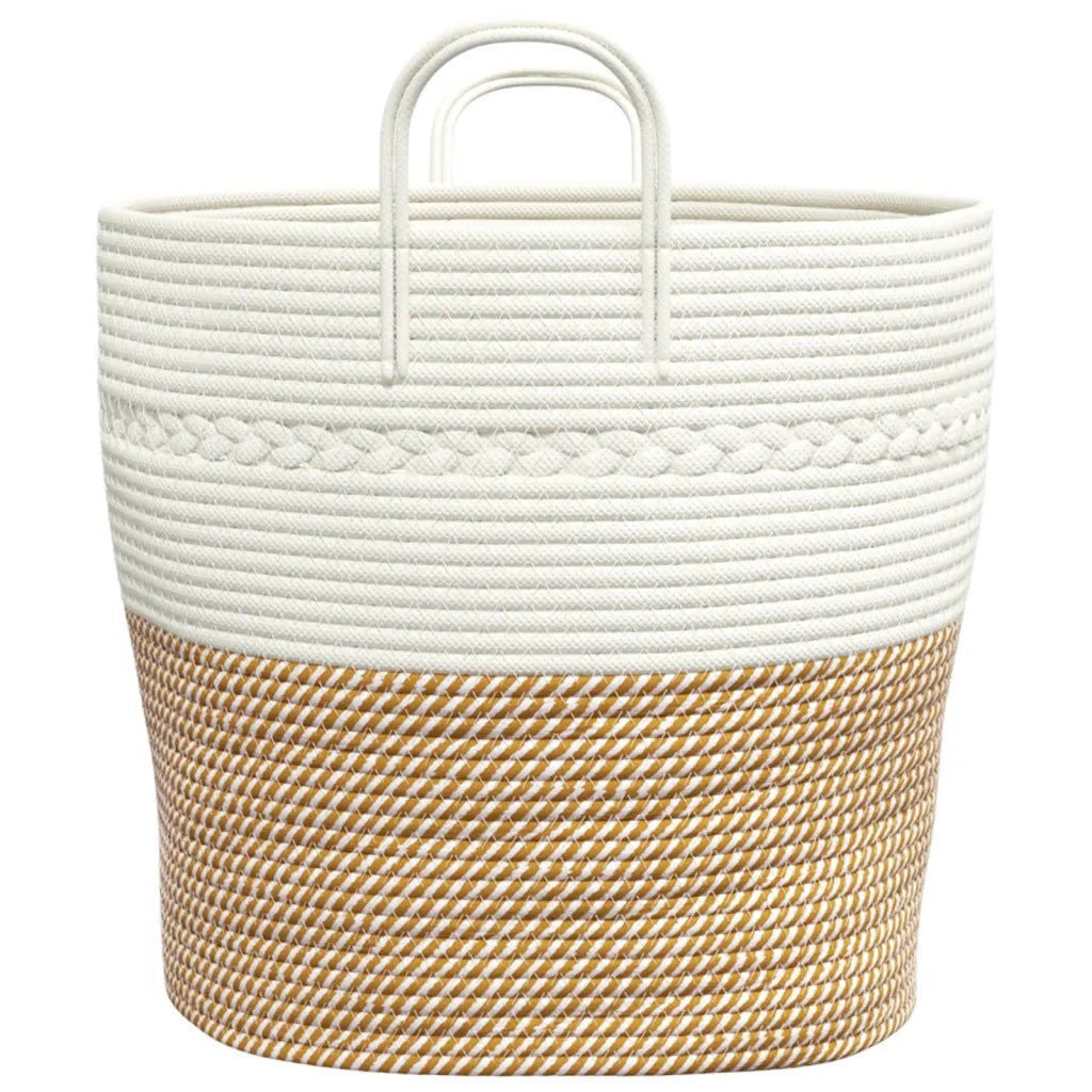 Cestino Portaoggetti Marrone e Bianco ?43x38 cm in Cotone CFW5648142