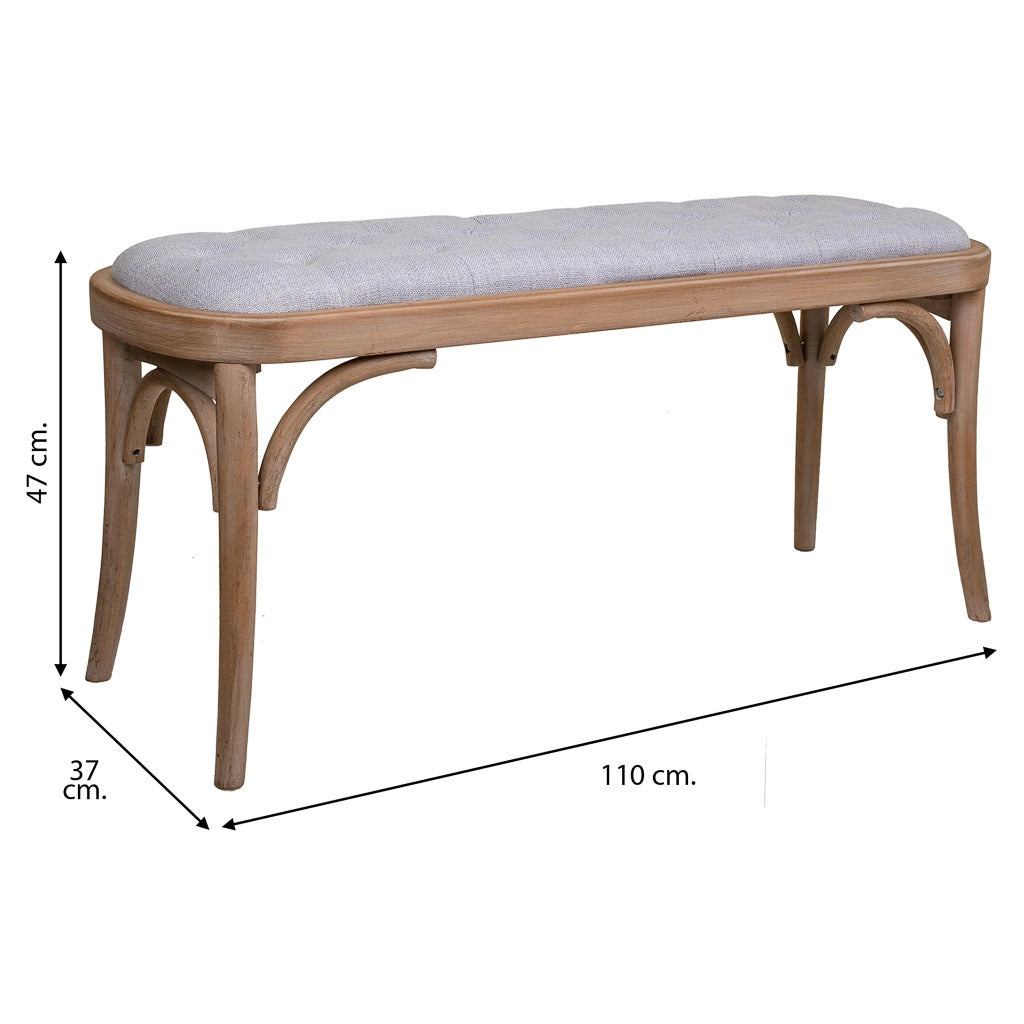 Sgabello imbottito in legno grigio 110x37x47h