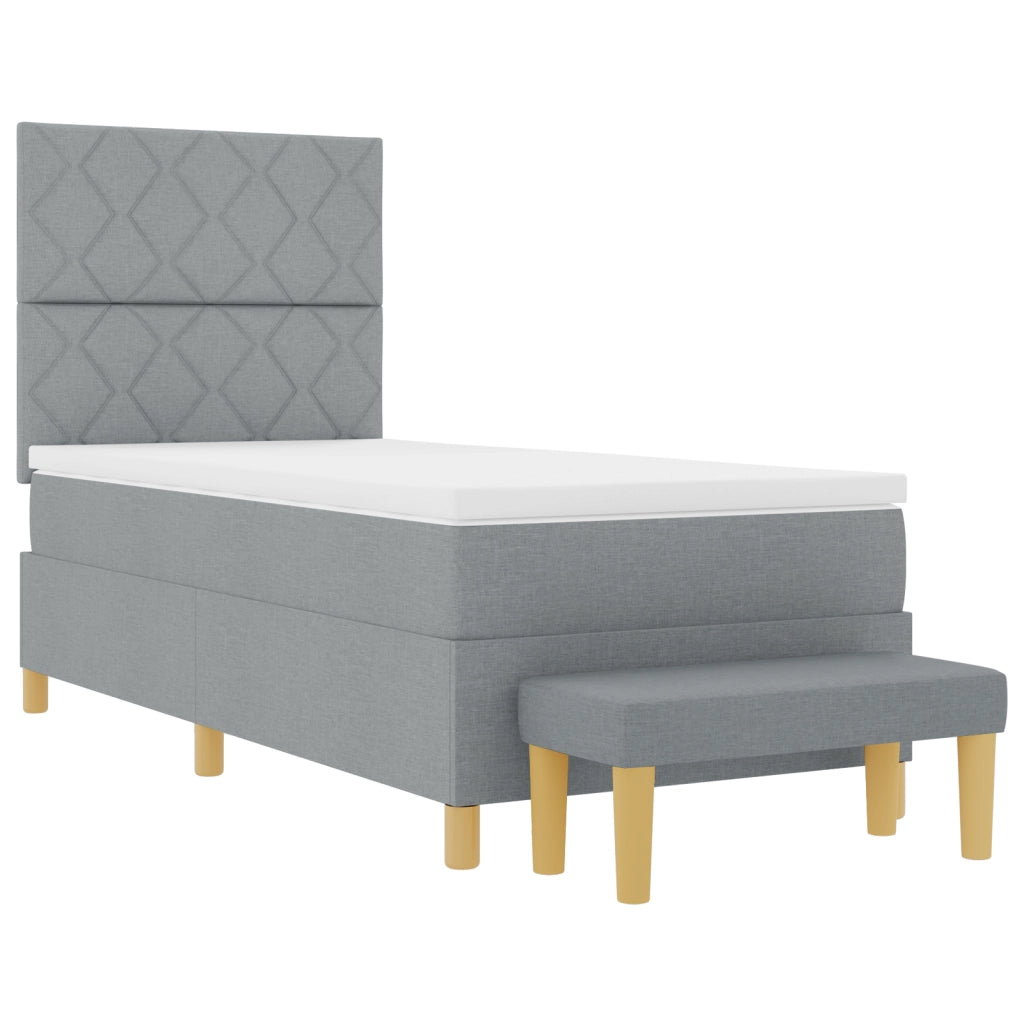 Letto con Box Spring e Materasso Grigio Chiaro 100x200 cm Tessuto