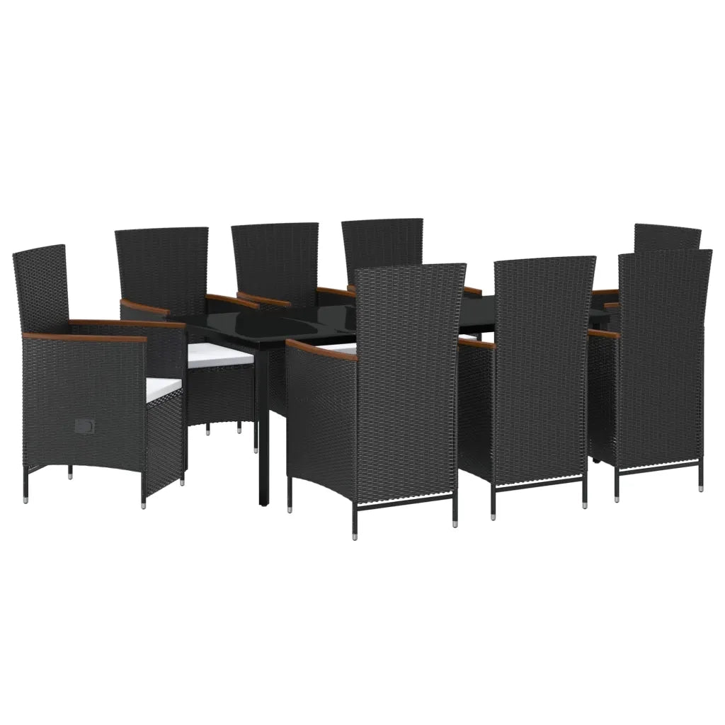 Set Mobili da Pranzo da Giardino 9 pz con Cuscini Nero cod mxl 38746