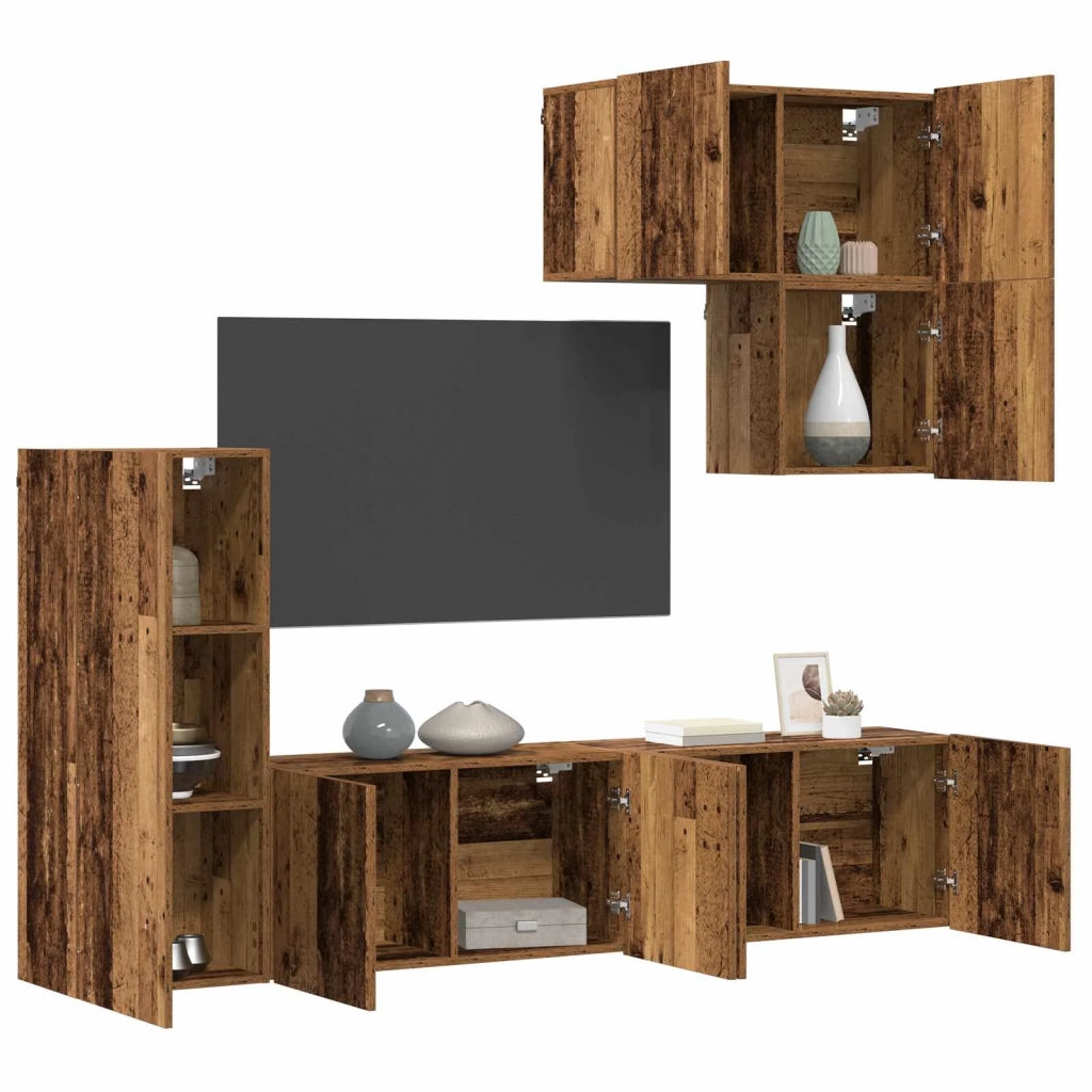 Unit¨¤ TV da Parete 5 pz | Armadietto TV | Mobile Porta TV Legno vecchio Legno multistrato