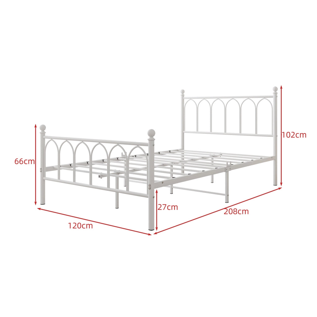 LETTO 120x200 cm in metallo e MDF Bianco con LED, USB e testiera alta