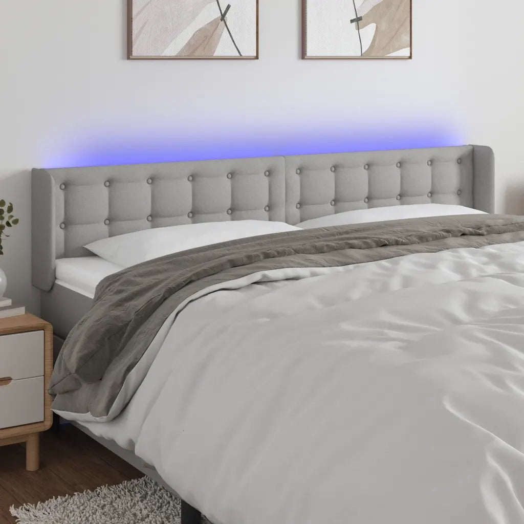 Testiera a LED-Testata con LED Grigio Chiaro 203x16x78/88 cm in Tessuto 146678