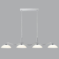 Lampadario Moderno Alessio Ferro Cromo Vetro Bianco 4 Luci G9