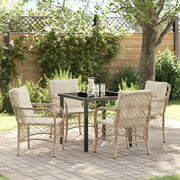 Set da Pranzo per Giardino con cuscino 5 pcs Beige polyrattan 3380226