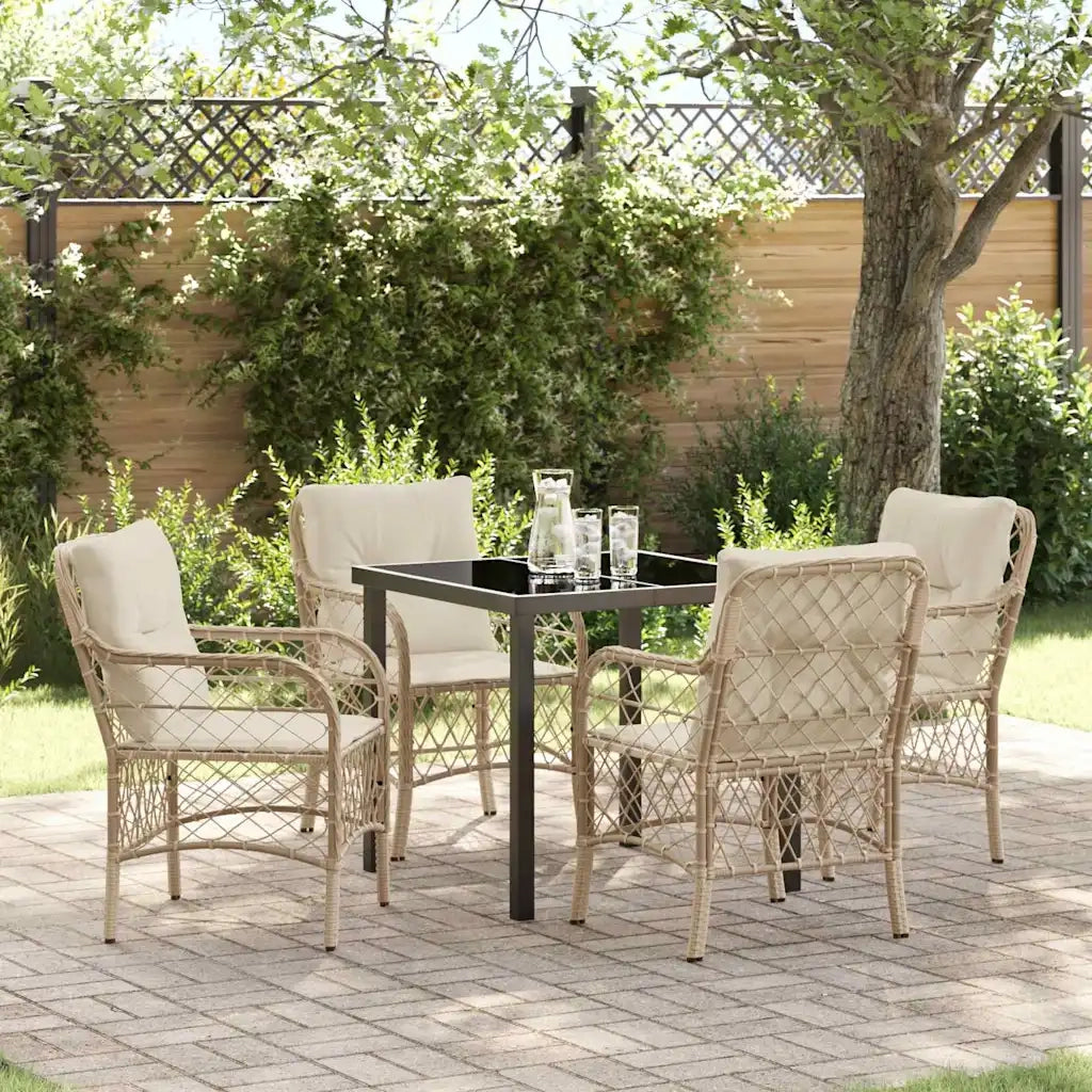 Set da Pranzo per Giardino con cuscino 5 pcs Beige polyrattan 3380226