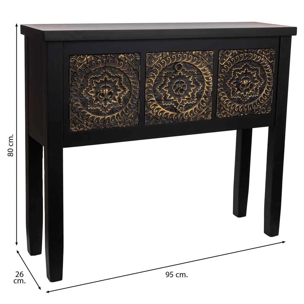 Mobile da ingresso in legno con 3 cassetti e 4 porte 95x26x80