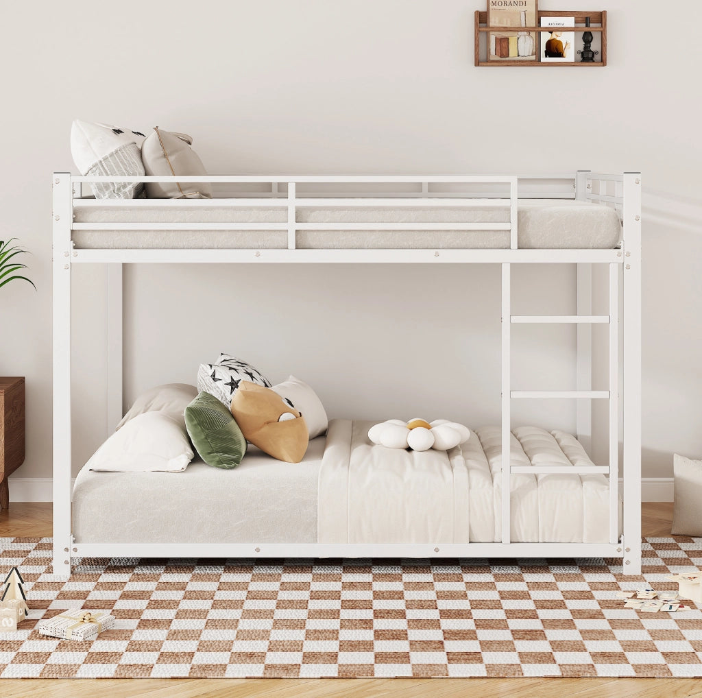 Letto a castello per bambini in metallo 140 x 200 cm bianco