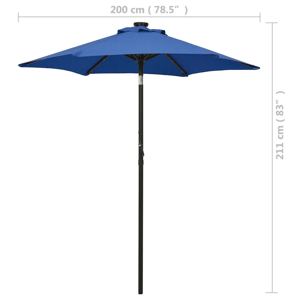 Ombrellone con Luci LED-Ombrello da giardino Azzurro 200x211 cm in Alluminio