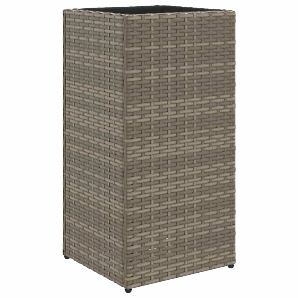 Fioriera rialzata per piante fiori terrazza giardino 30 x 30 x 60 cm resina intrecciata grigia 02_0037494