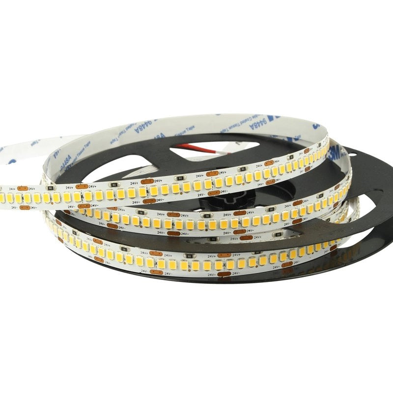 24V Bobina Striscia Led 20W/M Bianco Caldo 3000K 1200 Smd 2835 5 Metri IP20