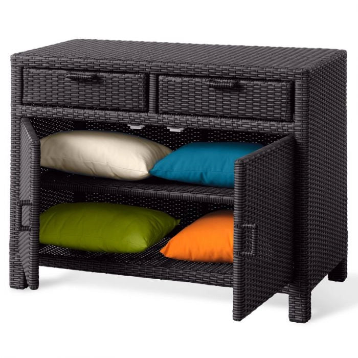 Armadio da esterno in wicker 100x50xH80 cm, con 2 ante e 2 cassetti - Armadio Da Esterno In Wicker 100x50xh80 Cm, Con 2 Ante E 2 Cassetti Colore White (bianco Decapato) Colore: Java, Materiale: wicker