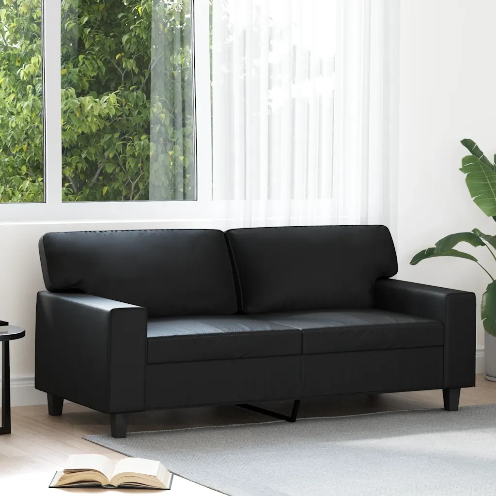 Divano a 2 Posti Nero 140 cm in Similpelle 359417