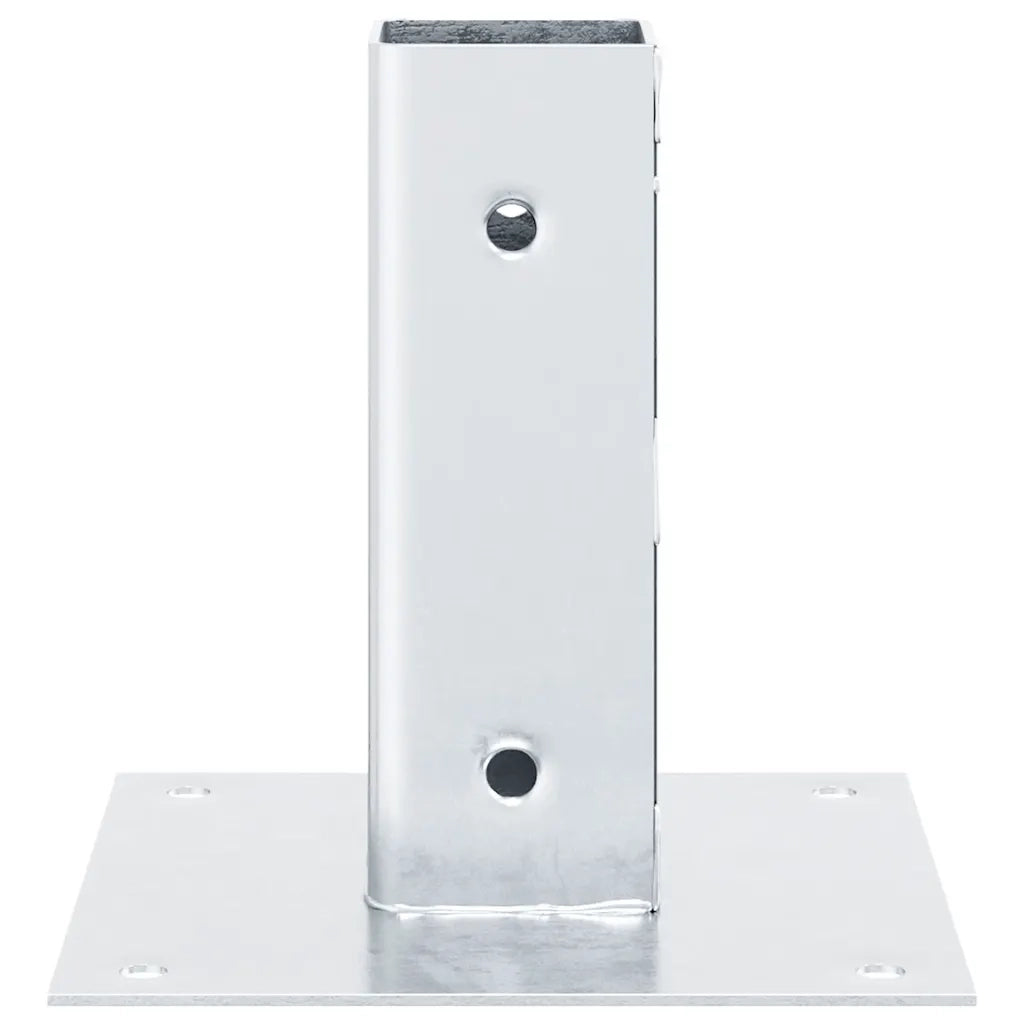 Basi per Pali Quadrate 4 pz Argento 51x51 mm in Acciaio Zincato 42000002