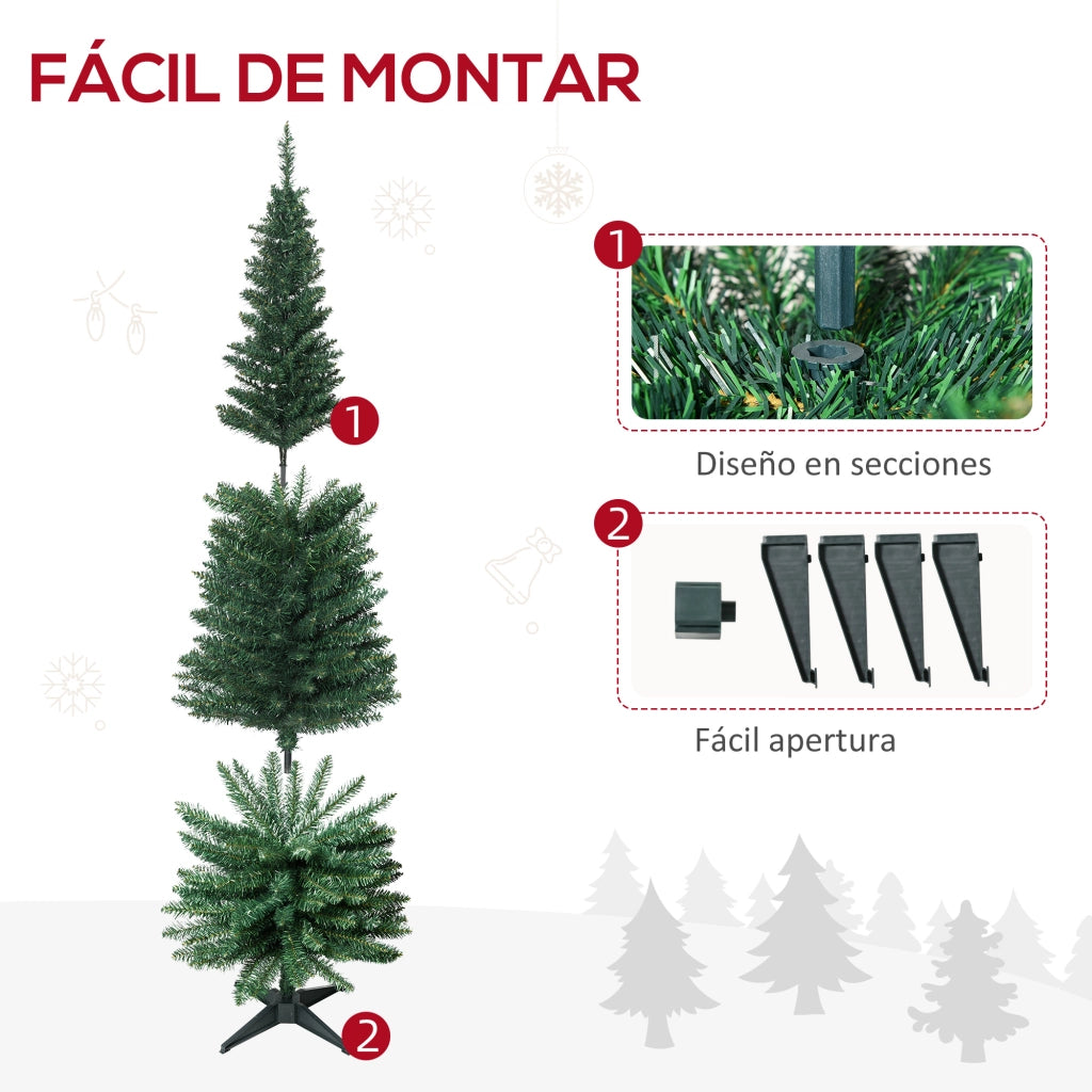Albero di Natale Artificiale Stretto 180 cm ¨C zephmum ¨C Verde con 390 Rami e Base Scomponibile
